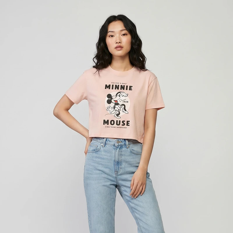 کراپ تیشرت آستین کوتاه زنانه دیزنی مدل minnie - Image 2