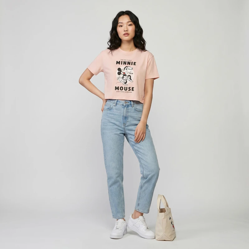 کراپ تیشرت آستین کوتاه زنانه دیزنی مدل minnie - Image 4
